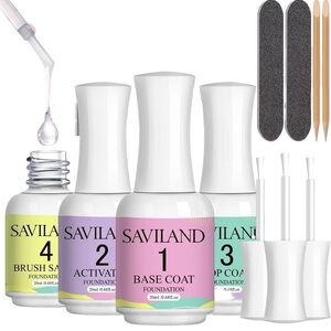 SAVILAND Dip Powder Liquid Set - Professional 4-Piece Nail System NIB
